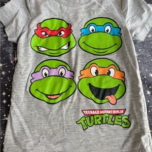 Teenage Mutant Ninja Turtles Gray Graphic Tee - Green & Multicolor Faces
